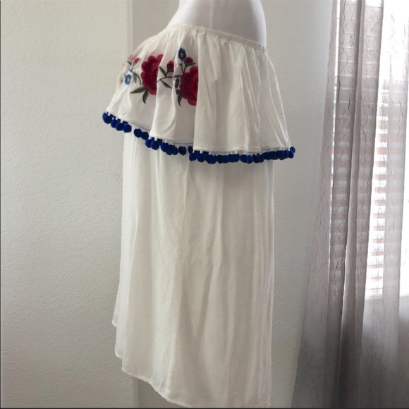 White Off Shoulder Ruffle Dress - Picture 3 of 3